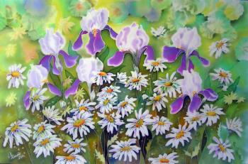 Daisies and irises. Kotova Valentina