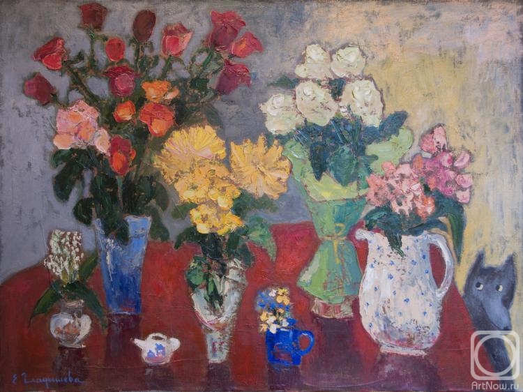 Gladysheva Elena. Flowers and children's kettle