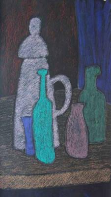 Still life with green bottle. Kyrskov Svjatoslav
