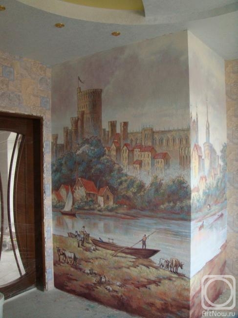 Shevchenko Nikolai. Dececorative painting in the nursery based on A. Vickers "View of Windsor Castle"