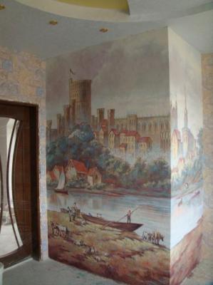 Dececorative painting in the nursery based on A. Vickers "View of Windsor Castle". Shevchenko Nikolai