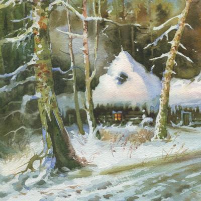 Winter evening in the village (fragment). Pugachev Pavel
