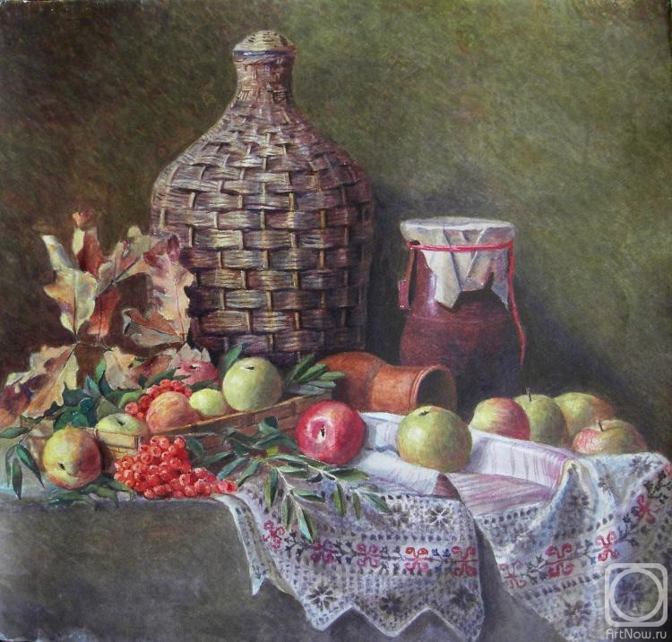 Nikolaeva Elena. Apples and bottle