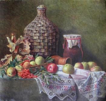 Apples and bottle. Nikolaeva Elena