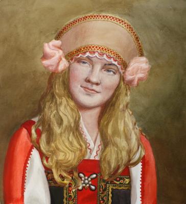 Portrait of a girl in folk costume