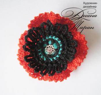 Brooch "the Scarlet poppy" (Handwork). Taran Diana