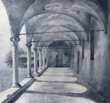 The monastery courtyard. Italy