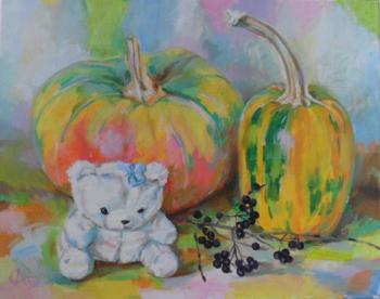 Still life with a bear and pumpkins. Trosinenko Olga