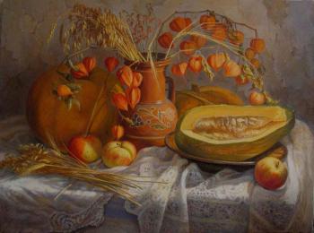 Pumpkins and apples. Shumakova Elena