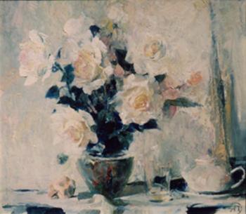 Still life with paper roses