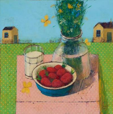 Strawberry with milk. Rumak Svetlana