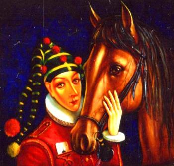 Clown with horse (  ). Krasavin-Belopolskiy Yury