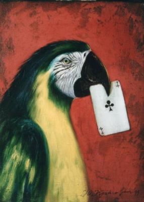 Parrot with card 1. Krasavin-Belopolskiy Yury