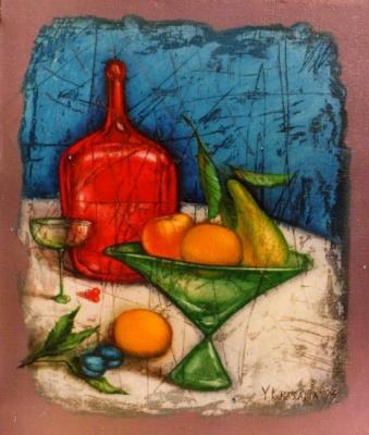 Red bottle and fruit. Krasavin-Belopolskiy Yury