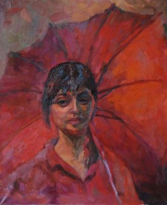 Girl with a red umbrella. Yavisheva Tatiana