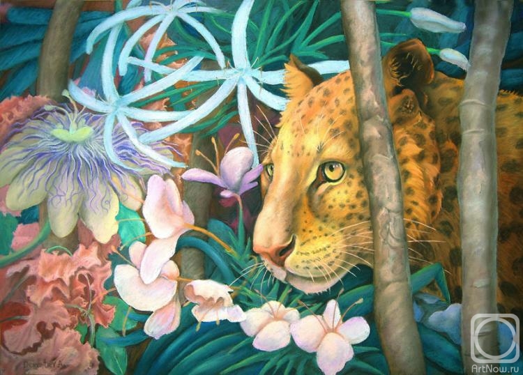 Dementiev Alexandr. Leopard's face in flowers
