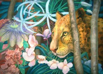 Leopard's face in flowers. Dementiev Alexandr