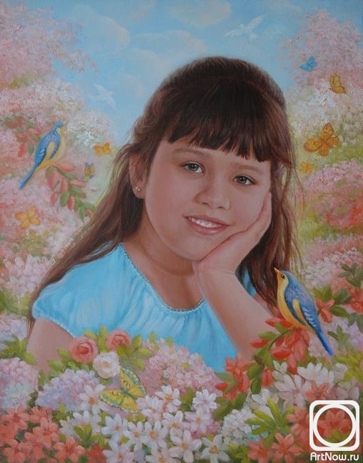 Sidorenko Shanna. Portrait of a girl among flowers