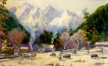 Winter landscape in the mountains. Batt Jacob