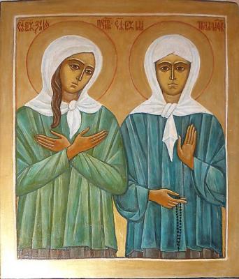 Icon "Blessed Xenia of St. Petersburg and Matrona of Moscow". Chugunova Elena