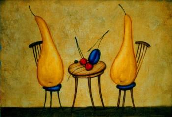 Pears in a cafe