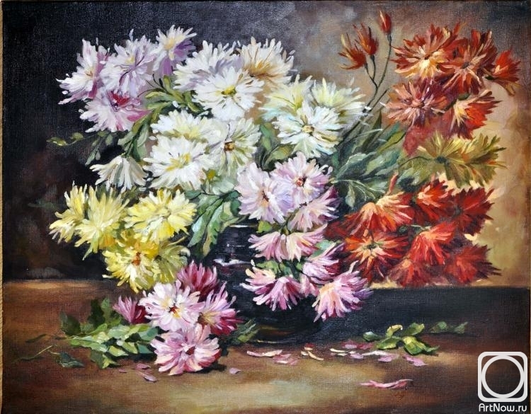 Komarovskaya Yelena. Chrysanthemums in a vase