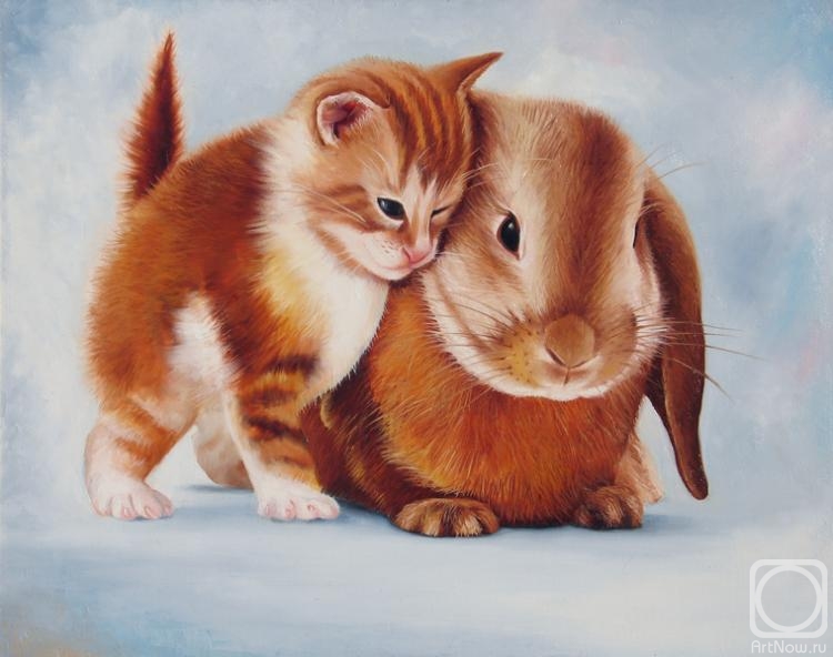 Kalachikhina Galina. Kitten and Rabbit