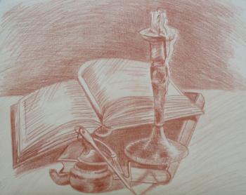 523 (Still life with books and candle). Lukaneva Larissa