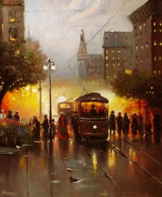 Night tram (free copy). Yanulevich Henadzi