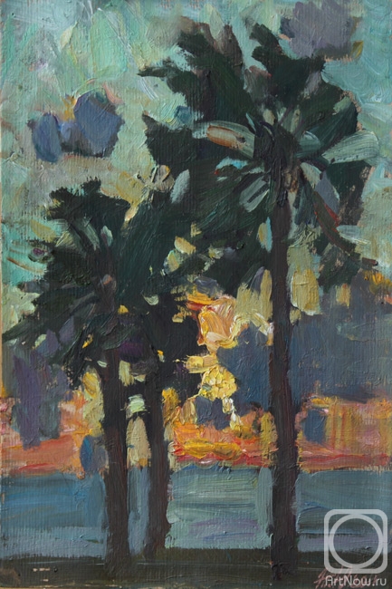 Zhukova Juliya. Palms, sea and sunset