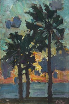 Palms, sea and sunset. Zhukova Juliya