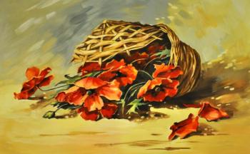 Poppies in a basket. Komarovskaya Yelena
