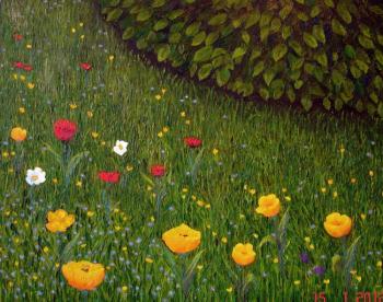 Flowers on the lawn. Petrov Sergey