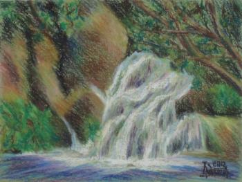 Waterfall in the Forest. Lukaneva Larissa