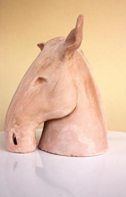 Horse art, ceramics, sculpture, approximately 37 cm high, artwork by Elisaveta Sivas. Sivas Elisaveta