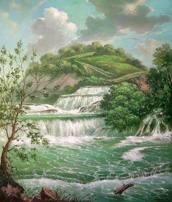 Landscape with a waterfall. Kulagin Oleg