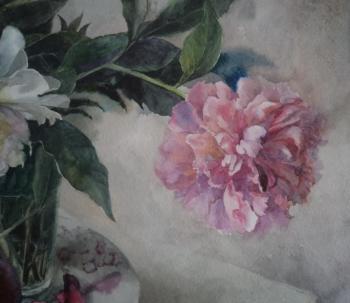 Peonies and garnets (fragment). Samodurova Natalia