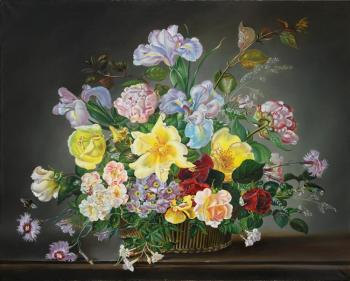 A Still Life with Peonies and Other Flowers. Elokhin Pavel