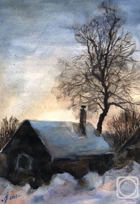 Ushakova Maria. Evening. Bathhouse with a curved window))