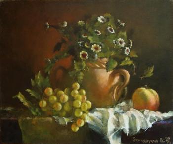 Still-life with colors, grapes and a peach. Zerrt Vadim