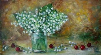 Lilies of the valley and cherries. Ostraya Elena