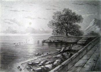 Evening on an old embankment (Graphic Work). Kulagin Oleg