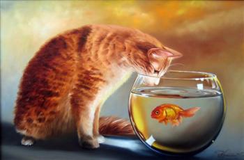 Cat with Fish. Kalachikhina Galina