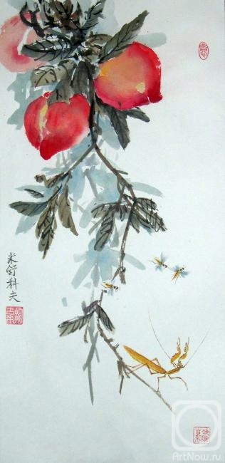 Mishukov Nikolay. Mantis, peaches and bees