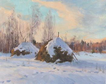 Evening haystacks. Efremov Alexey