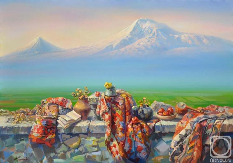 Khachatryan Meruzhan. Armenian still life on the background of Mount Ararat