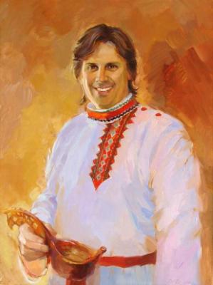 Portrait of the man in the Mordovian shirt. Roshina-Iegorova Oksana
