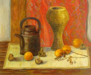 Still Life with Chinese Teapot and Tangerins (Fruit A Napkin). Lukaneva Larissa
