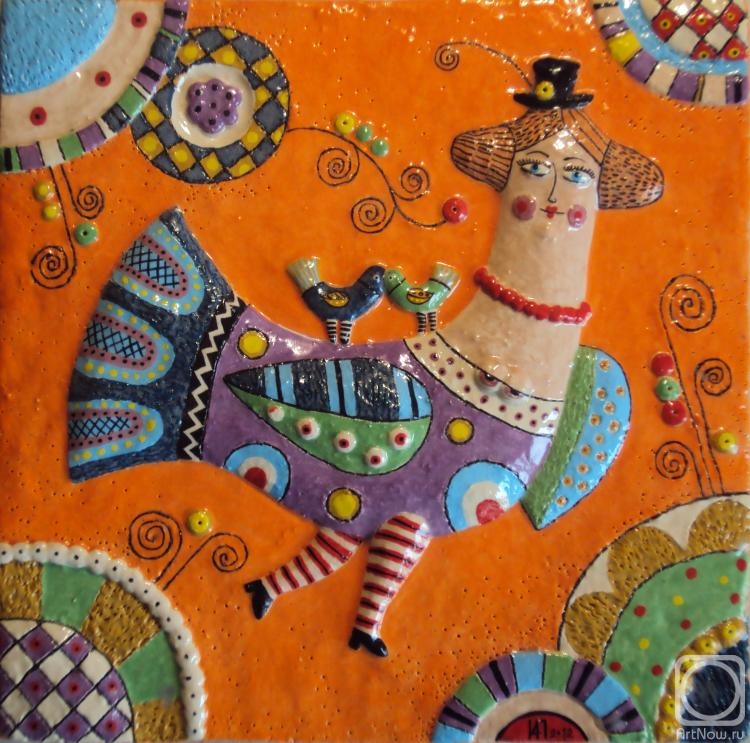 Pankovskaya Irina. Ceramic panel "Merry Journey"