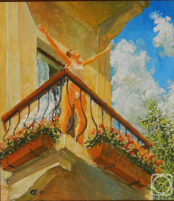 Картина на балконе. Балкон живопись. Цветы на балконах в живописи. Живописные Балкончики в живописи.